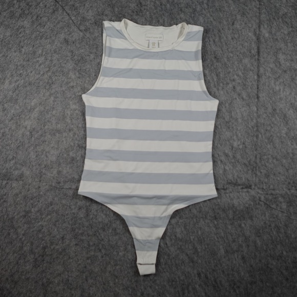 House of Harlow 1960 Tops - House of Harlow 1960 Bodysuit Women Medium White Blue Striped Sleeveless Stretch